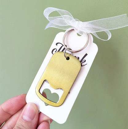 50–100PCS Personalized Engraved Keychain Bottle Openers – Custom Wedding Favors & Guest Gifts with Card for Weddings, Baptisms & Parties