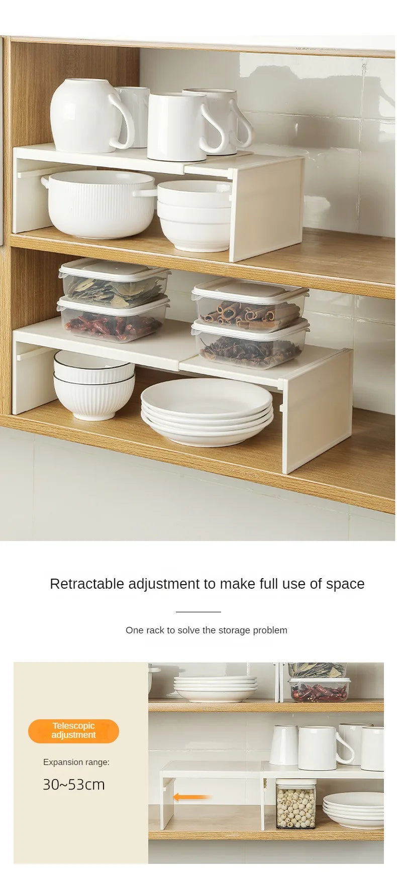 Estante Organizador Expandible para Gabinete de Cocina – Estante Ajustable para Especias y Platos
