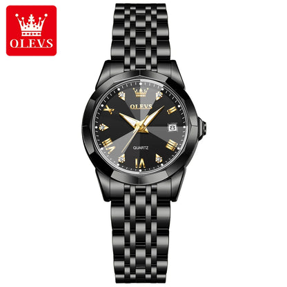 OLEVS 9931 Men’s Quartz Wristwatch – Luxury Diamond-Style Dial, Dual Calendar, Waterproof Design & Stainless Steel Strap