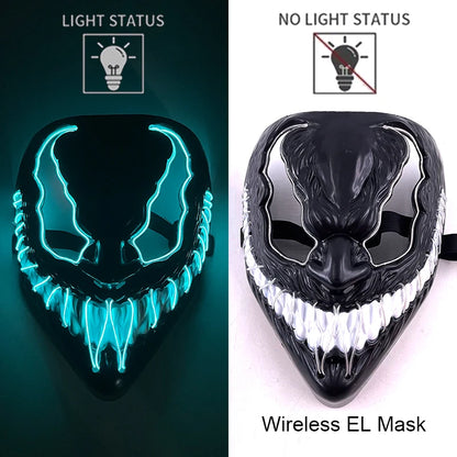 Masque LED sans fil Purge – Masque néon lumineux pour Halloween, fêtes et festivals
