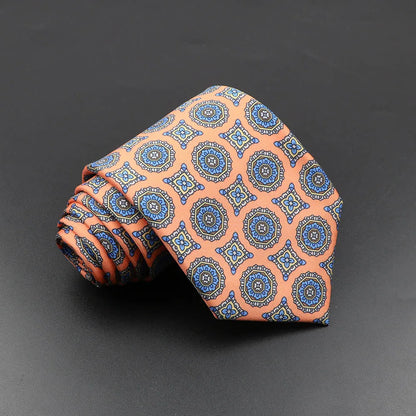 Men's 7.5cm Soft Silk Necktie – Floral & Dot Pattern Tie for Weddings, Business, Parties & Formal Wear