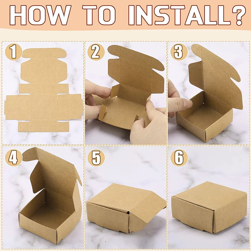 10 petites boîtes cadeaux en papier kraft pour bijoux, boucles d'oreilles, bagues, ornements et emballage cadeau en carton (5,5 x 5,5 x 2,5 cm)