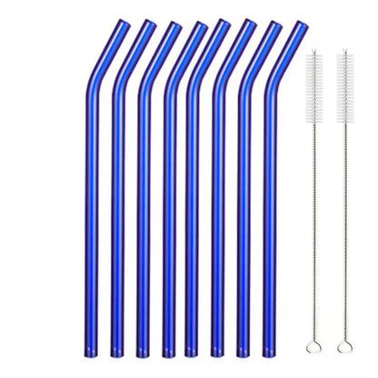 8.5 Inch Reusable Glass Straws Set, 8mm Multi-Color Drinking Straws, Eco-Friendly Glass Straws for Smoothies, Milkshakes, Cocktails and Cold Drinks