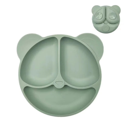 Assiette à ventouse en silicone pour bébé – Assiette repas sourire pour tout-petits avec compartiments, vaisselle pour enfants sans BPA