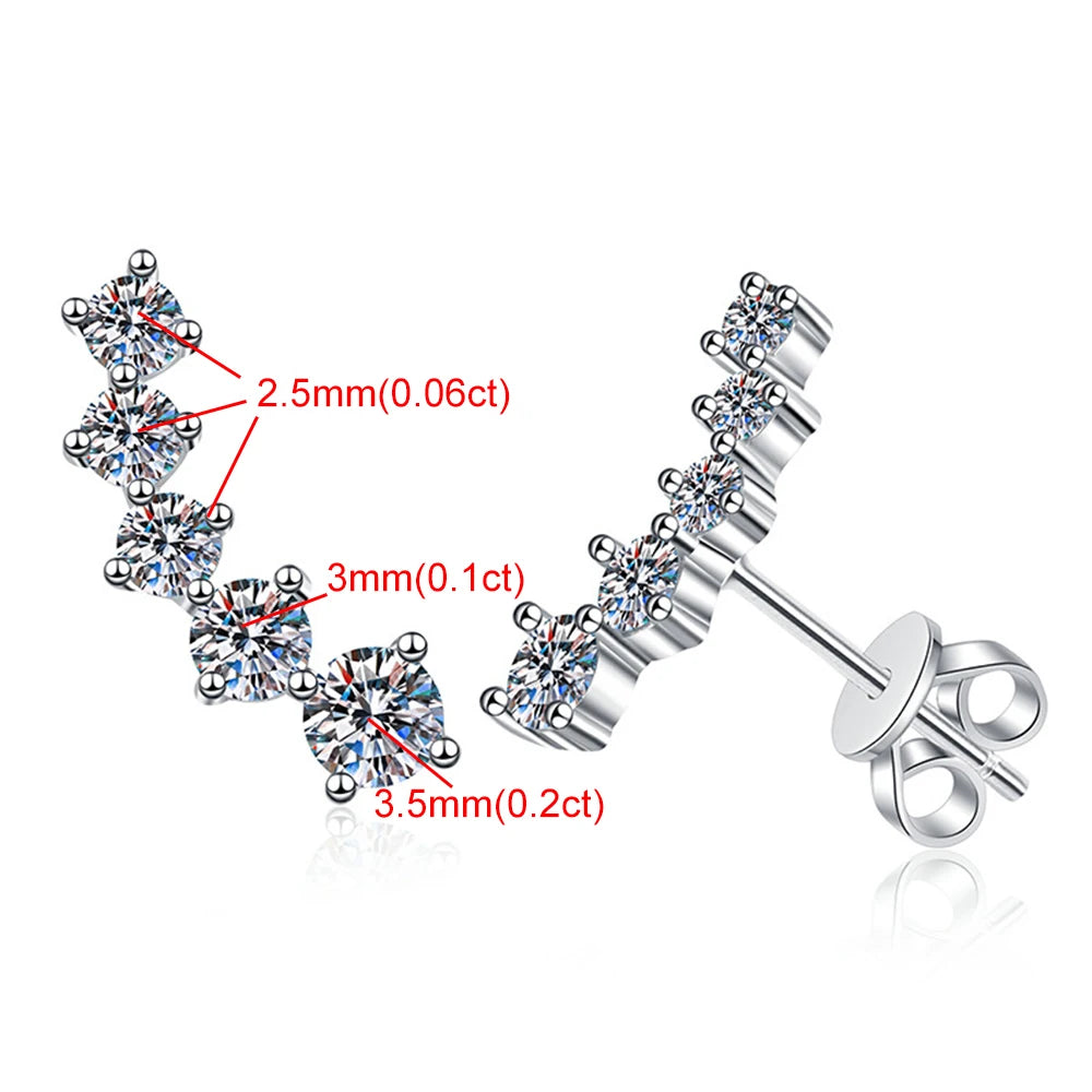 Pendientes de moissanita con diamantes color D auténticos, de plata de ley 925, certificados GRA, aretes de sonrisa, joyería para mujer