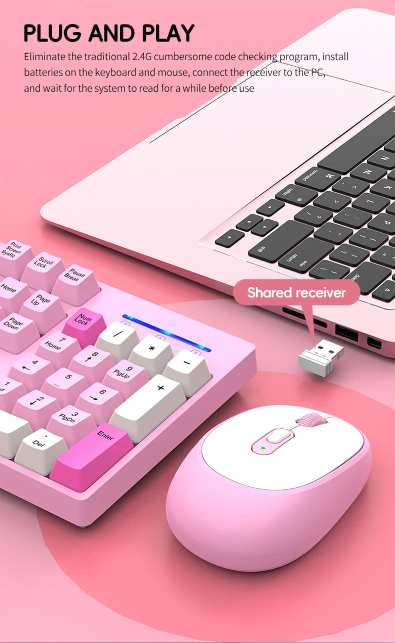 Combinación de teclado y ratón inalámbricos para juegos Shipadoo - Teclado y ratón recargables de 2.4GHz para PC, portátil y oficina