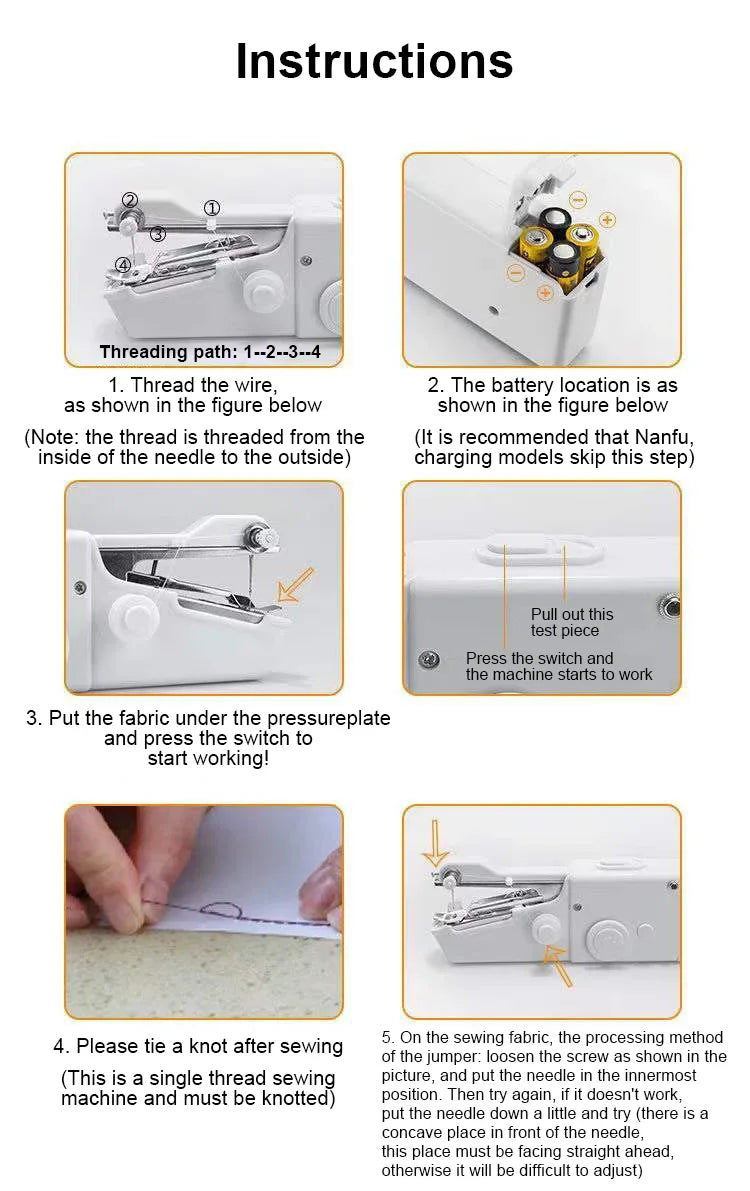 Mini Machine à Coudre Portable – Outil de Couture Rapide sans Fil pour Réparations de Vêtements et Projets de Bricolage