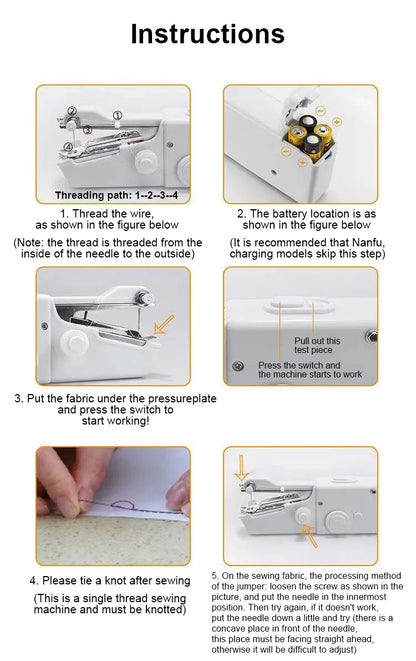 Mini Machine à Coudre Portable – Outil de Couture Rapide sans Fil pour Réparations de Vêtements et Projets de Bricolage