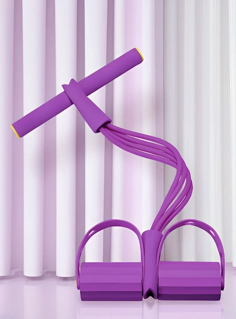 Entrenador de resistencia de pedales de 4 tubos – Cuerda de tensión elástica multifuncional para yoga, entrenamiento de fuerza abdominal, fitness en casa y entrenamiento de cuerpo completo