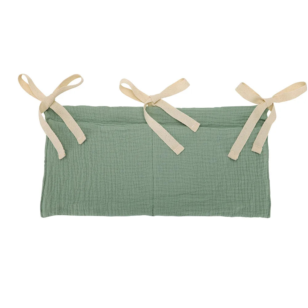 Organizador Colgante para Cuna de Bebé – Cesta de Almacenamiento para Mesita de Noche con 2 Bolsillos para Pañales, Juguetes, Ropa y Artículos Esenciales para Bebés