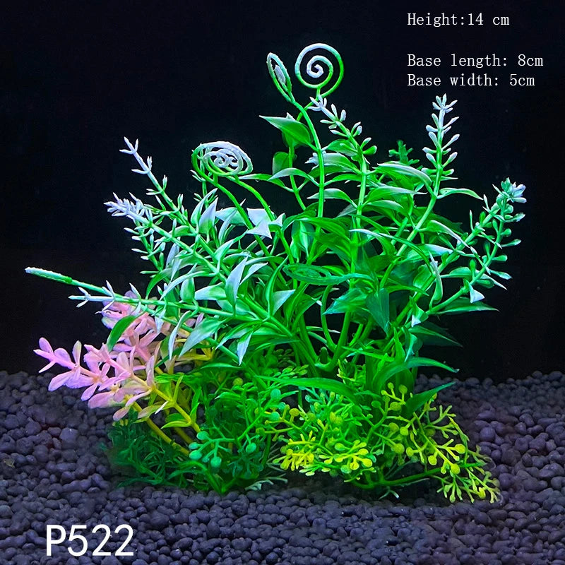 Artificial Underwater Aquarium Plants – Plastic Aquatic Fake Shrubs & Green Water Grass for Fish Tank Landscaping, Realistic Simulated Decor