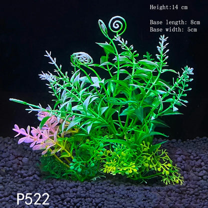 Artificial Underwater Aquarium Plants – Plastic Aquatic Fake Shrubs & Green Water Grass for Fish Tank Landscaping, Realistic Simulated Decor