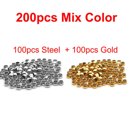 100–200 Piece Stainless Steel Crimp Stopper Beads (1.5–3mm) – Ball Spacer End Beads for DIY Bracelets, Necklaces & Jewelry Making