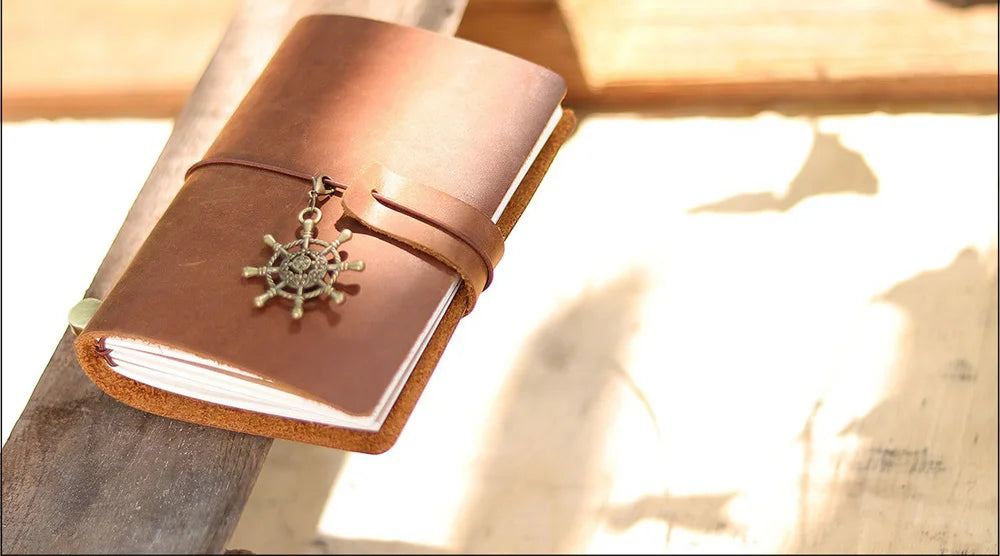 Genuine Leather Refillable Travel Journal – Handmade Retro Diary, Sketchbook & Notebook