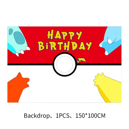 Pokémon Pikachu Birthday Party Decorations Tableware Set – Paper Cups, Plates, Tablecloth, Straws, Banner & Napkins for Kids Party Supplies