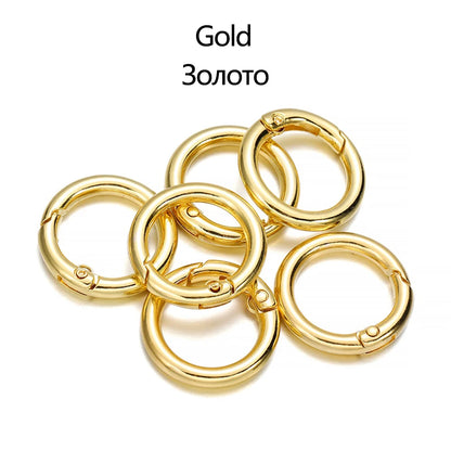 5-Piece Metal Spring O-Ring Carabiner Keychain Clips – Openable Round Buckle Connectors for DIY Keychains, Dog Chains & Jewelry Making
