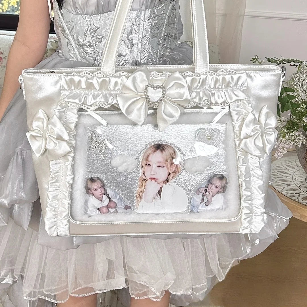 Bolsa Ita Japonesa Y2K para Mujer – Bonito Bolso de Hombro Transparente Lolita, Bolso Cruzado Grande de Exhibición DIY, Cartera de Moda Kawaii para la Escuela, Viajes y Uso Diario