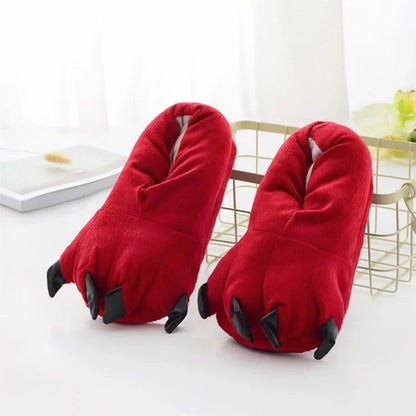 Women’s Plush Animal Slippers – Thick Fluffy Non-Slip Indoor House Shoes with Dinosaur, Cow, Cat Paw & Claw Designs