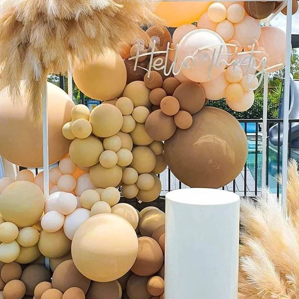 Retro Latex Balloons – 5/10/12/18 Inch White, Sand, Pink, Coffee & Sage Green Balloons for Birthday, Baby Shower & Wedding Decor