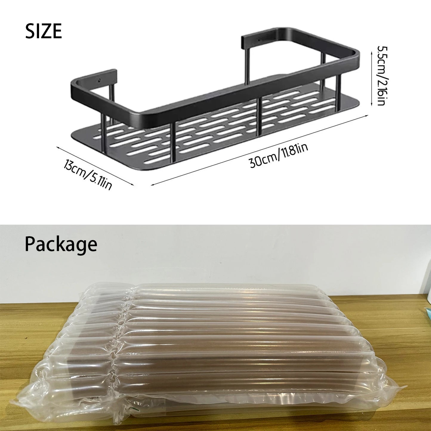 Estante de baño para montaje en pared sin taladros, organizador de almacenamiento de cocina para champú y artículos de tocador