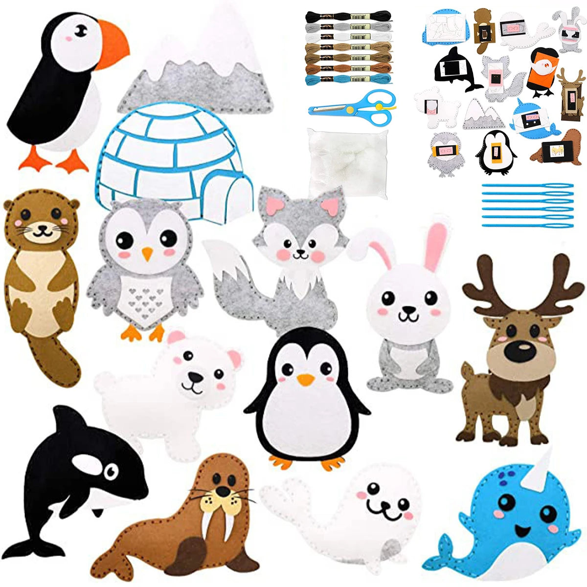Kit de costura de animales del bosque para niños – Juego de manualidades de fieltro para principiantes, juguete educativo de costura, regalo de aprendizaje creativo y artístico para niñas