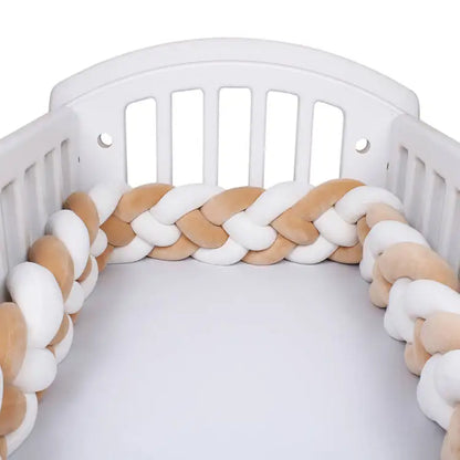Protector de cuna trenzado hecho a mano – Cojín de cuna anudado suave para cunas, decoración de guardería y protección de bordes (1M–3.6M)