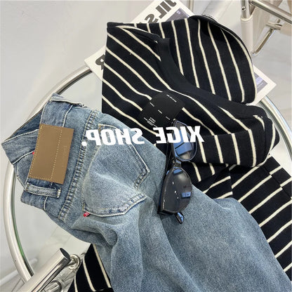 Women’s Korean Style Oversize Striped T-Shirt Loose Casual Short Sleeve Cotton Summer Commute Top