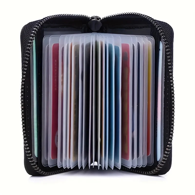 Porte-cartes minimaliste anti-RFID avec poche zippée pour la monnaie pour homme et femme