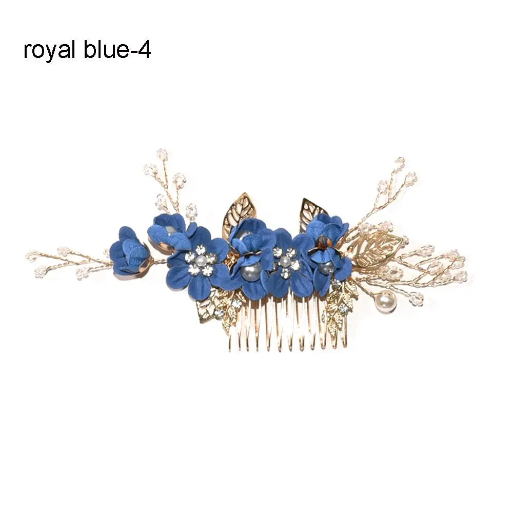 Luxury Floral Bridal Hair Comb with Gold Leaves – Crystal Wedding Hair Accessory for Brides & Prom