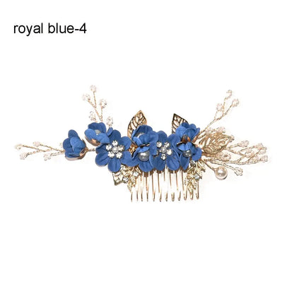Luxury Floral Bridal Hair Comb with Gold Leaves – Crystal Wedding Hair Accessory for Brides & Prom