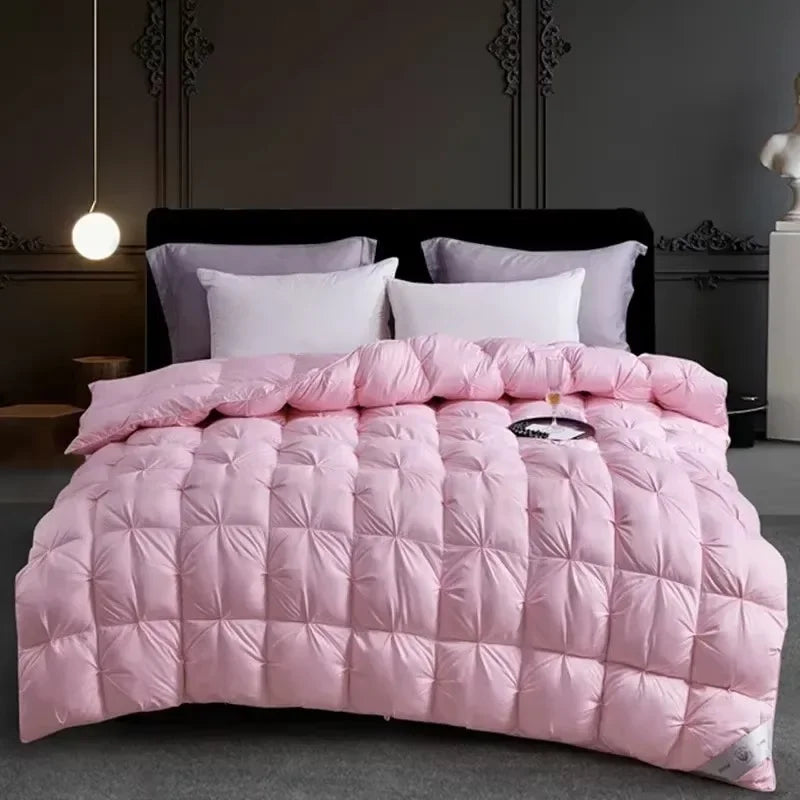 Edredón de lujo 100% plumón de ganso blanco – Duvet ligero y cálido de invierno con diseño plisado