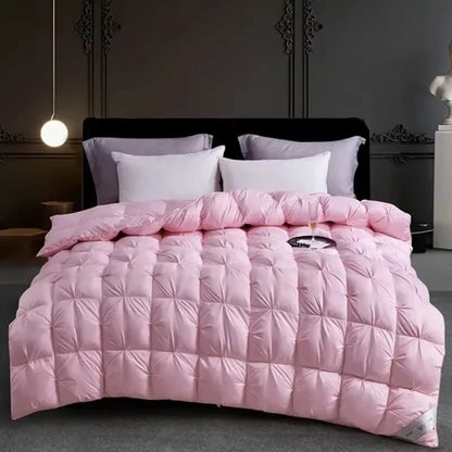 Edredón de lujo 100% plumón de ganso blanco – Duvet ligero y cálido de invierno con diseño plisado