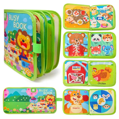 Libro Montessori de tela con animales de granja – Libro de actividades de fieltro para el aprendizaje preescolar, juguete para habilidades motoras finas para niños pequeños, libro interactivo de cuentos de educación temprana para niños