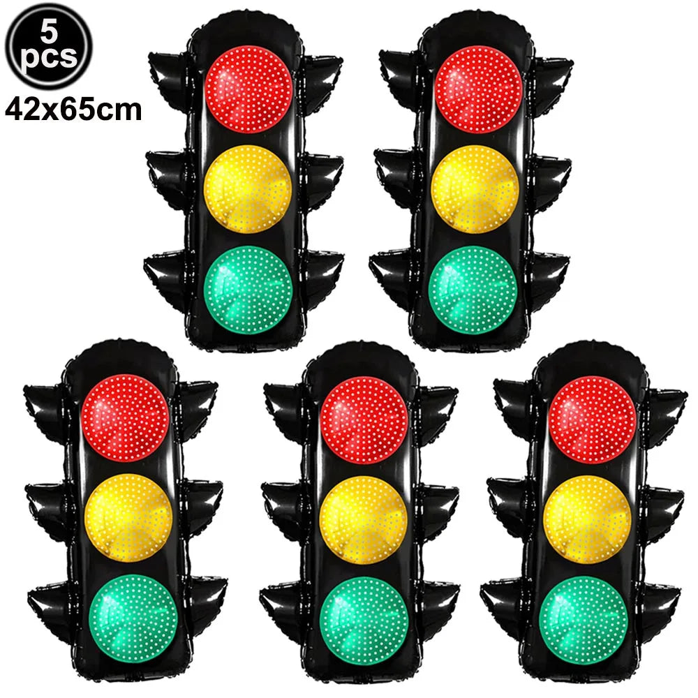 Racing Car Birthday Party Decorations – Race Car, Tire Wheel, Traffic Cone & Checkered Balloons for Kids' Racing-Themed Parties
