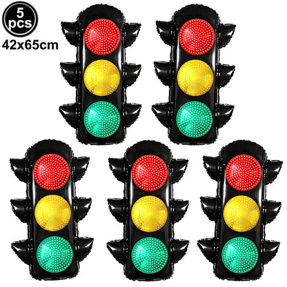 Racing Car Birthday Party Decorations – Race Car, Tire Wheel, Traffic Cone & Checkered Balloons for Kids' Racing-Themed Parties