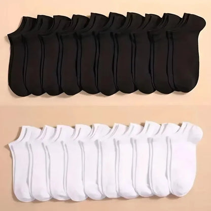 10/20/40 Pairs Unisex Cotton Ankle Socks – Soft Low Cut Everyday Socks for Men & Women