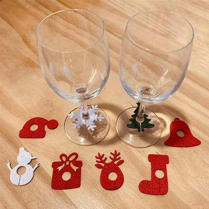 10PCS Felt Wine Glass Ring Cards – Christmas Table Decorations for Xmas, New Year’s Eve Parties, Home Decor & Holiday Events