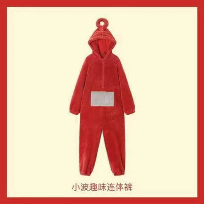 Teletubbies Inspired Adult Cosplay Pajamas – Tinky Winky / Laa-Laa / Po Soft Long Sleeve Onesie Costume (4 Colors)