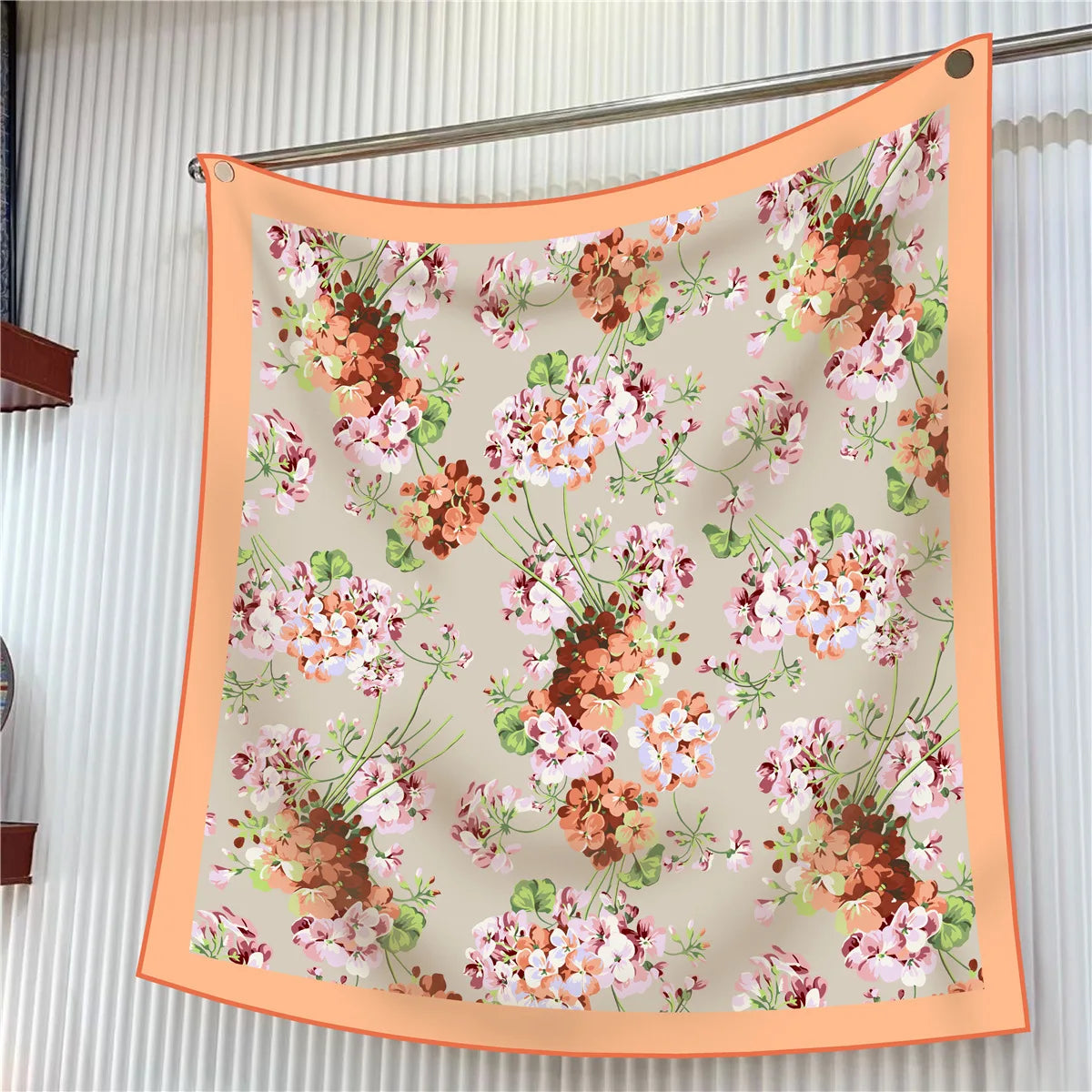 Foulard carré en soie 90 cm pour femme, motif floral, sergé de luxe, bandana, châle, hijab, cache-col, écharpe de tête