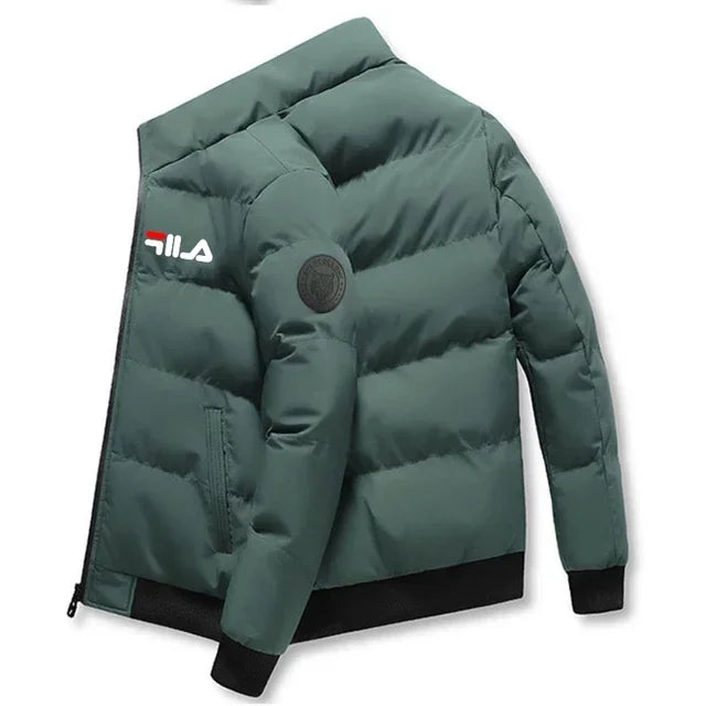 Men’s Short Winter Jacket – Thick Warm Windproof Coat with Zipper & Printed Design, Casual Outdoor Outerwear, Sizes M–5XL