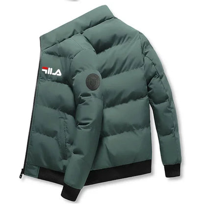 Men’s Short Winter Jacket – Thick Warm Windproof Coat with Zipper & Printed Design, Casual Outdoor Outerwear, Sizes M–5XL