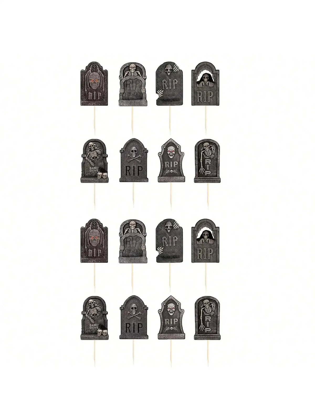 Multi-Piece Halloween Cupcake Toppers – Tombstone & Graveyard Cake Decorations with Novelty Mini Shovel Spoons for Halloween Parties