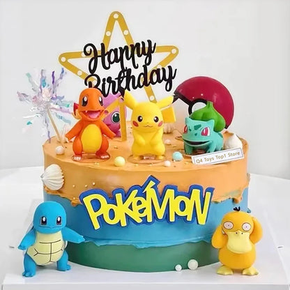 13pcs Pokémon Cake Topper Set – Pikachu Anime Figure Birthday Cake Decorations for Kids Party Supplies & Boy Gifts