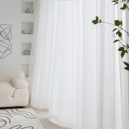 Cortinas de tul blanco transparente modernas – Paneles transparentes para ventanas de sala de estar y dormitorio