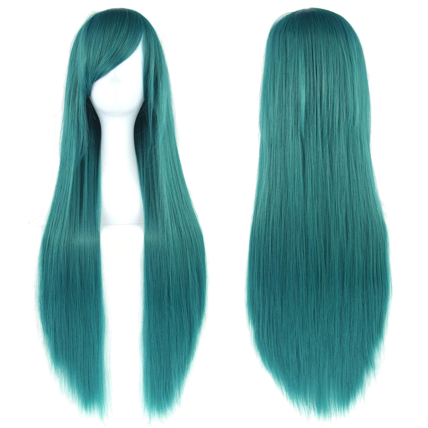 80cm Long Straight Multicolor Heat-Resistant Synthetic Cosplay Wig – Anime Halloween Party Costume Hairpiece
