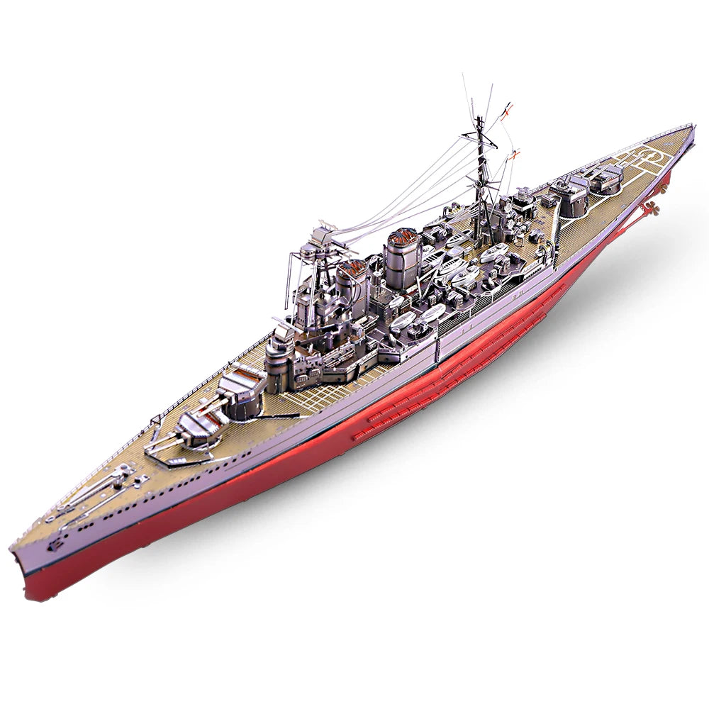 Piececool Kit de Modelo de Acorazado de Metal 3D – HMS Hood y Richelieu, Rompecabezas de Ensamblaje, Juguete Educativo para Adolescentes y Coleccionistas