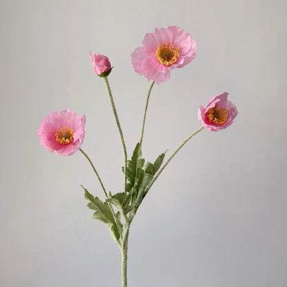 Artificial Poppy Flowers – Realistic Silk Faux Long Stem Flowers for Home Décor, Garden, Wedding Bridal Bouquets, Party Decoration & DIY Floral Arrangements