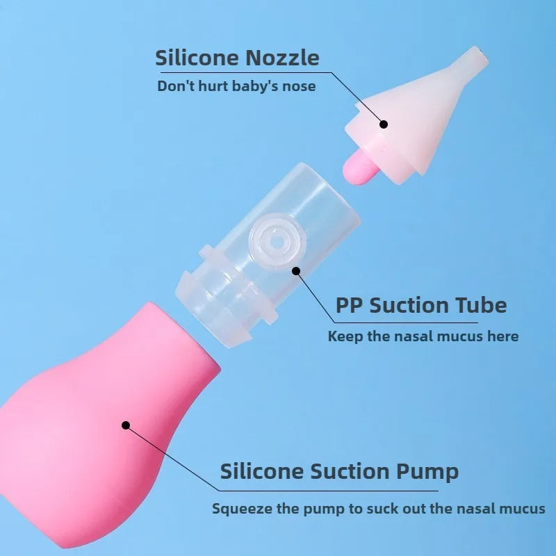 Aspirador Nasal de Silicona para Bebés – Limpiador Manual de Nariz para Lactantes y Niños Pequeños