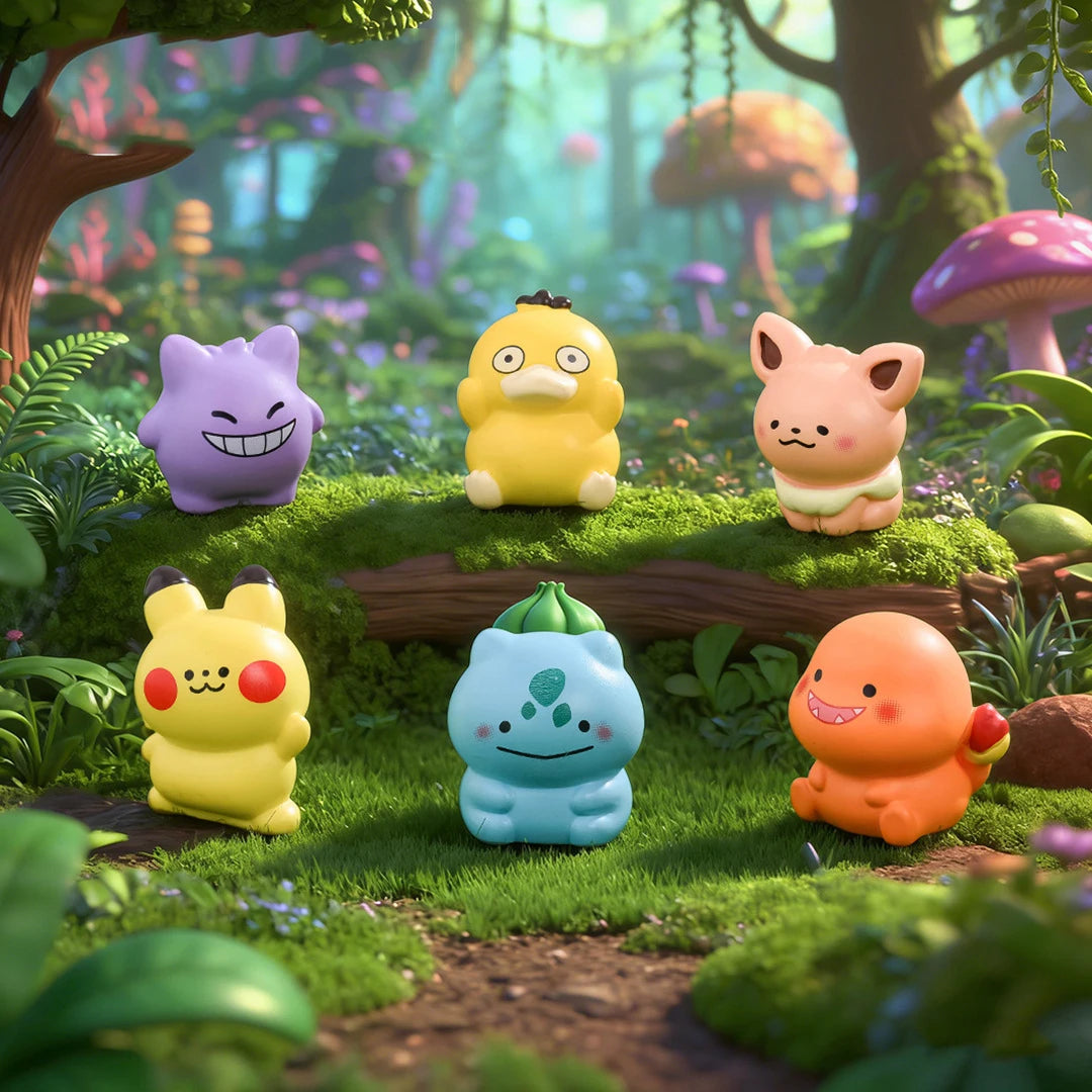 6PCS/SET Pokémon Anime Figures – Pikachu, Gengar, Bulbasaur & Charmander Luminous Cute Model Ornaments for Collection & Gifts