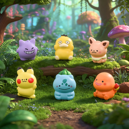 6PCS/SET Pokémon Anime Figures – Pikachu, Gengar, Bulbasaur & Charmander Luminous Cute Model Ornaments for Collection & Gifts